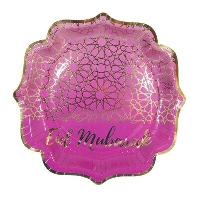 Assiettes de fête Eid Mubarak (paquet de 10) - Violet et or