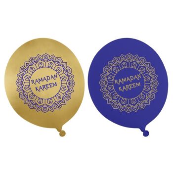 Ballons de fête Ramadan Kareem (paquet de 10) - Bleu et or 2