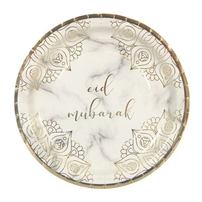 Eid Mubarak Party Plates (10pk) - Marble & Gold