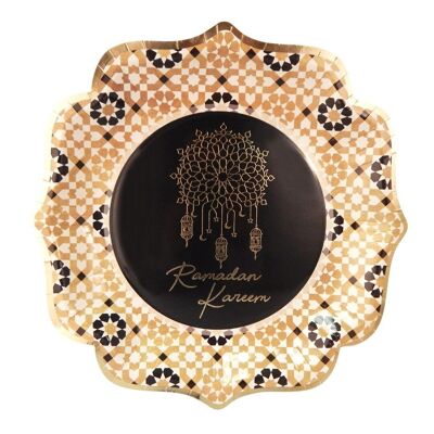 Platos de fiesta Ramadan Kareem (paquete de 10) - Negro y dorado