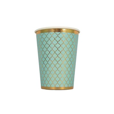 Vasos de fiesta verde azulado marroquí - paquete de 10