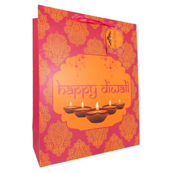 Sac Cadeau Happy Diwali Rose - Rose & Orange 2