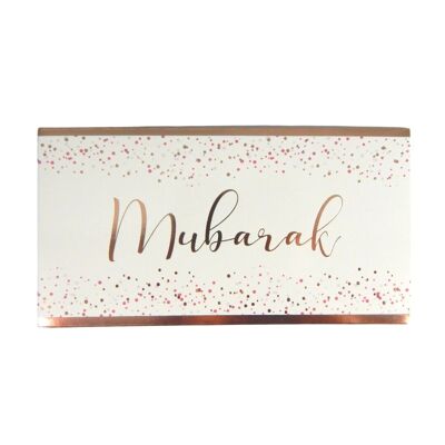 Sobres para dinero con confeti de Mubarak (paquete de 10) - Blanco y oro rosa