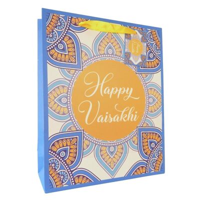 Borsa regalo Happy Vaisakhi per feste - blu e gialla