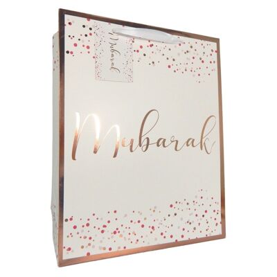 Sac Cadeau Mubarak Confetti - Blanc & Or Rose