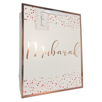 Sac Cadeau Mubarak Confetti - Blanc & Or Rose 1