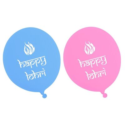 Happy Lohri Luftballons (10 Stück) – Pink & Blau