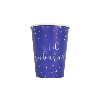 Copas Eid Mubarak (paquete de 10) - Azul y plata
