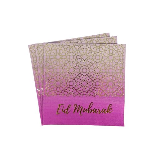 Eid Mubarak Napkins (20pk) - Purple & Gold