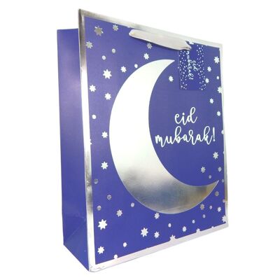 Bolsa de regalo Eid Mubarak - Azul y plata