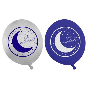 Ballons de fête de l'Aïd (paquet de 10) - Bleu et argent 2