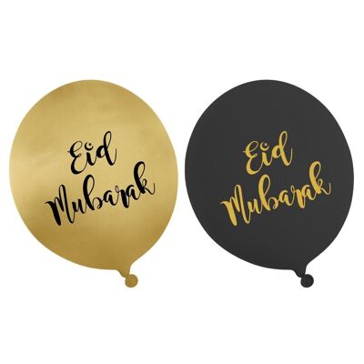 Globos de fiesta Eid (paquete de 10) - Negro y dorado