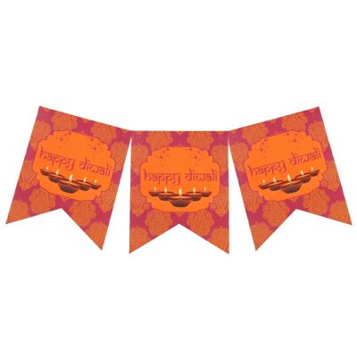 Banner Happy Diwali - rosa e arancione