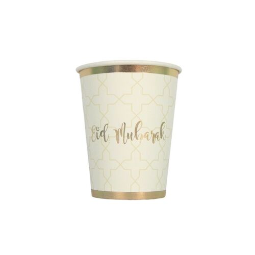 Eid Mubarak Cups (10pk) - Cream & Gold