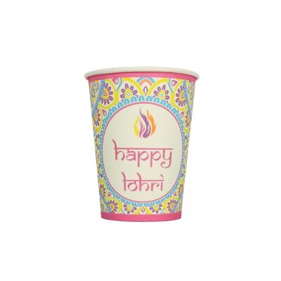 Tasses de fête Happy Lohri (paquet de 10) - Multicolore