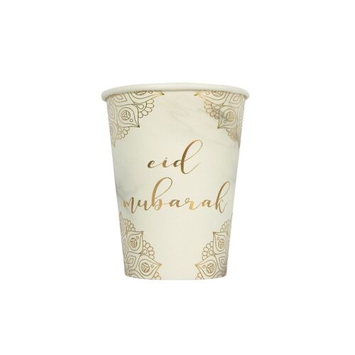 Eid Mubarak Cups (10pk) - Marble & Gold