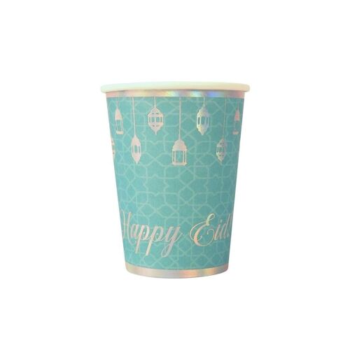 Happy Eid Party Cups (10pk) - Teal & Iridescent