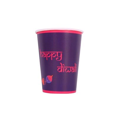 Vasos de fiesta morados Diwali - paquete de 10