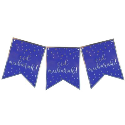 Eid Mubarak Banner - Blue & Silver