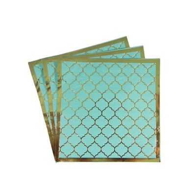Servilletas de fiesta verde azulado marroquí - paquete de 20
