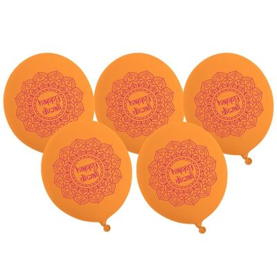 Ballons de fête Happy Diwali (5pk) - Orange
