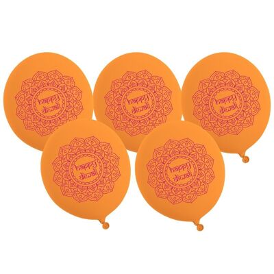 Palloncini Happy Diwali Party (5pz) - Arancio