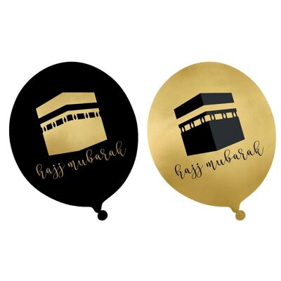 Globos de fiesta Hajj (paquete de 10) - Negro y dorado