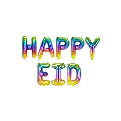 Globos de aluminio Happy Eid - Arco iris