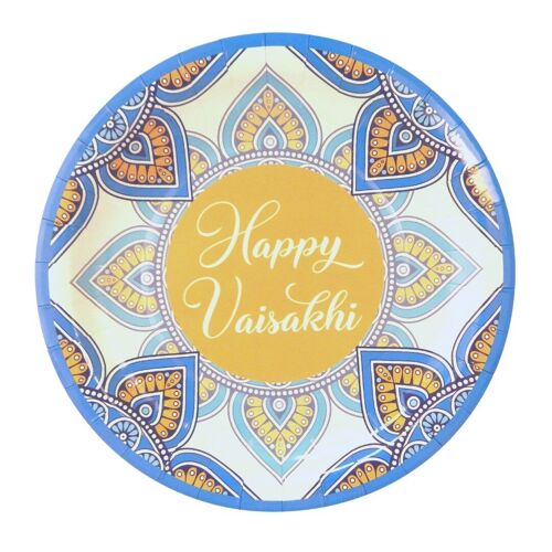 Happy Vaisakhi Party Plates (10pk) - Blue & Yellow