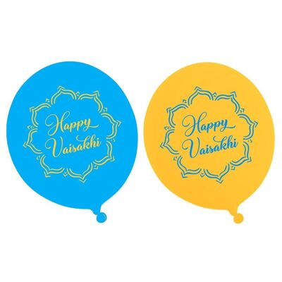 Ballons de fête Happy Vaisakhi (10pk) - Bleu et jaune