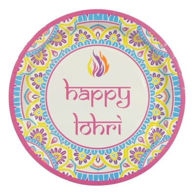 Platos de fiesta Happy Lohri (paquete de 10) - Multicolor