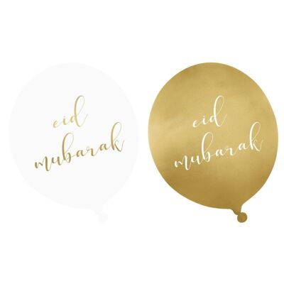 Globos de fiesta Eid (paquete de 10) - Blanco y dorado
