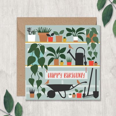 Happy Birthday - Wheelbarrow and Plants