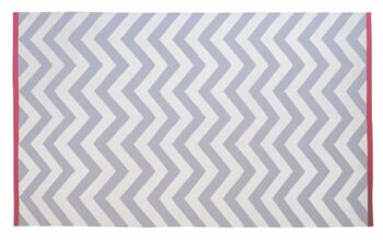 Tapis Tribeca Chevron Crème et Gris avec Bordure Fuchsia 1