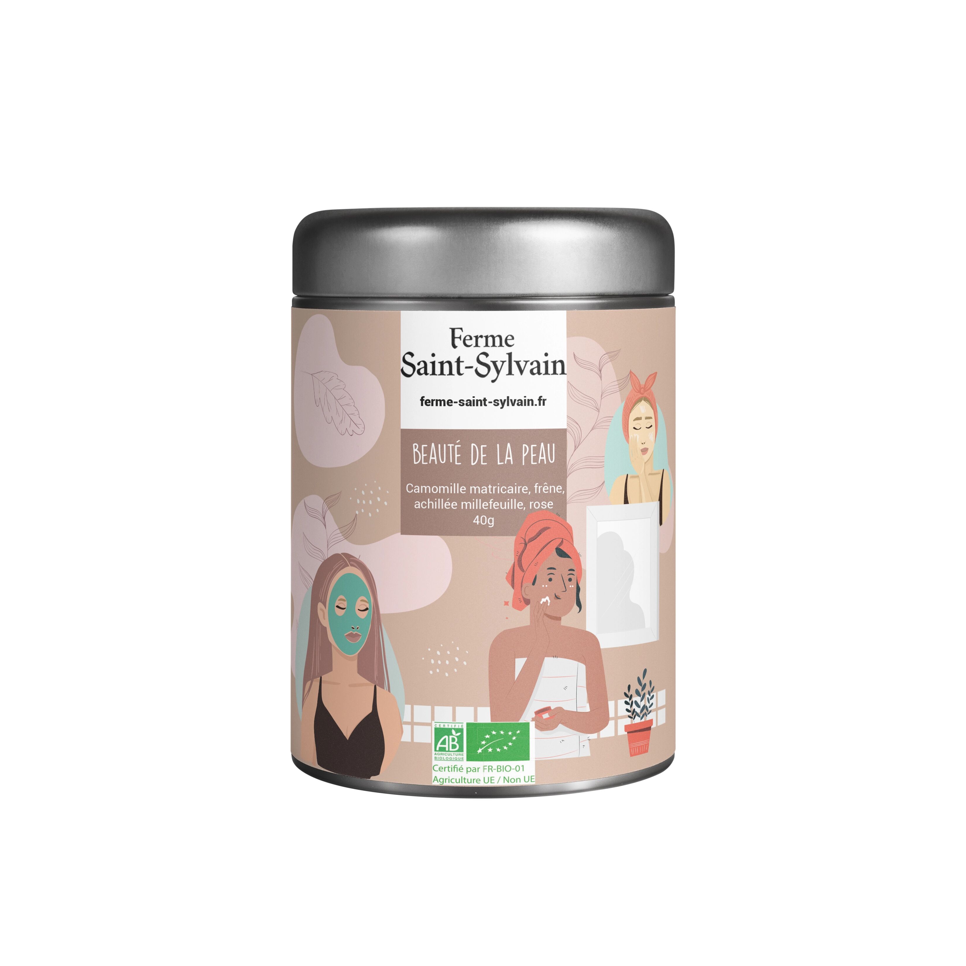 Organic Skin Beauty Herbal Tea: German chamomile, ash, yarrow, rose