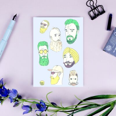 Carte postale hipster barbu
