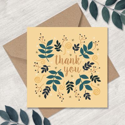 Thank You - Leaves and Swirls
