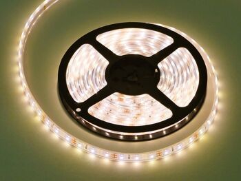 Bande LED, 5 mètres, 7,2 Watt/mètre, 2835 LED, blanc chaud, étanche IP68