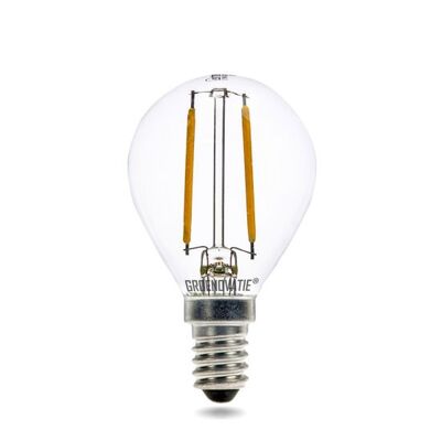 Lámpara Bola Filamento LED E14 2W Blanco Extra Cálido Regulable