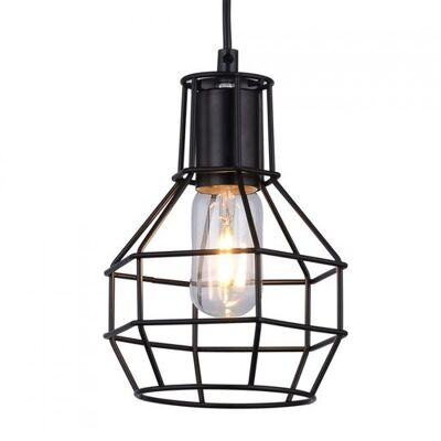 Lampada a sospensione vintage con design a gabbia nera