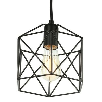Lámpara colgante de diseño de alambre industrial Diamond Star negro