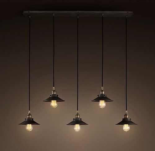 Industrieel Design Hanglamp 5 Kappen Zwart