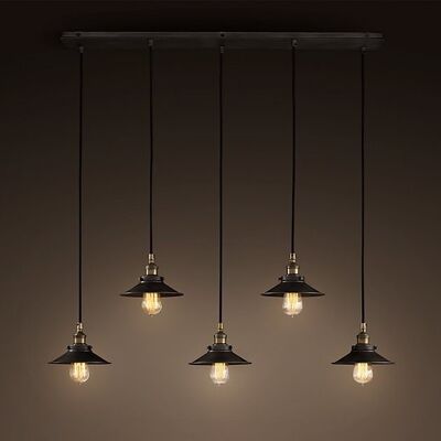 Industrial Design Hanging Lamp 5 Shades Black