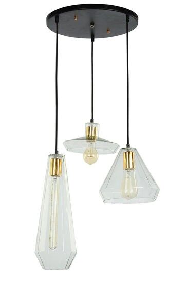 Muse Glass Vintage Design Hanging Lamp, 3 Shades Set