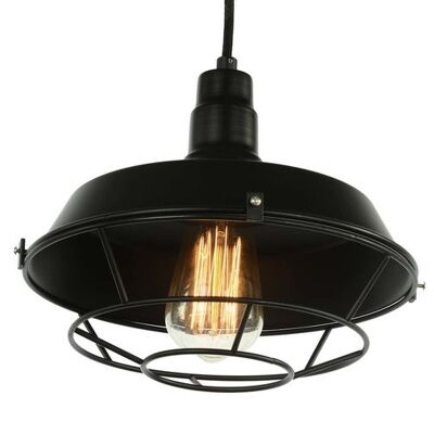 Industrial Cage Design Hanging Lamp Black