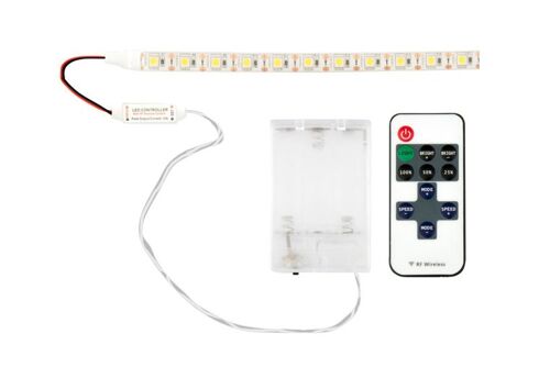 LED Strip Warm Wit Waterdicht Op 3xAA Batterijen, Dimbaar, Onderbouw