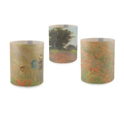 Kerzenschirme, 3er-Set, Feld mit Mohnblumen, Monet