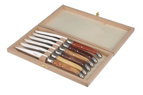 Coffret de 6 couteaux de table Laguiole Avantage, Bois assortis