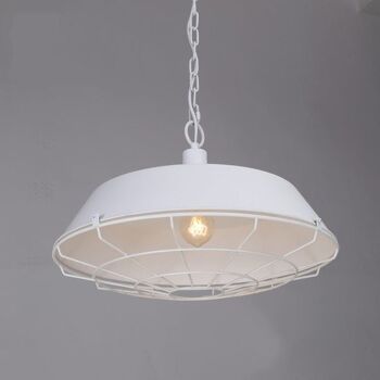 Suspension Industrielle Vintage Design Cage Blanche