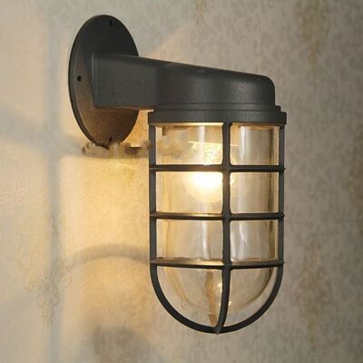 Industrial Wall Lamp Cage For Outdoor, Black